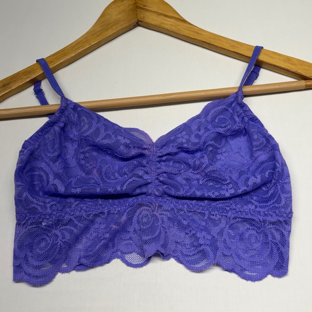 Victoria Secret PINK Purple Lace Bralette Longline Floral‎ Small